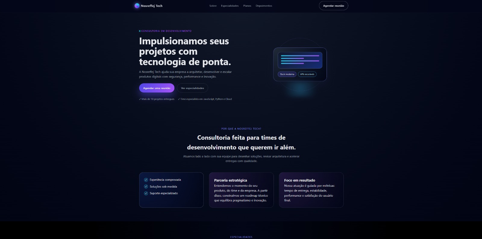 Landing page de consultoria em tecnologia